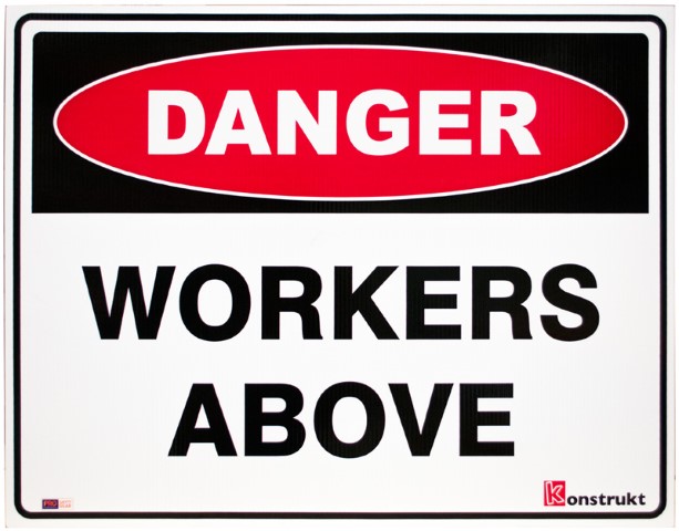 SIGN DANGER WORKERS ABOVE 600X450 FLUTE 189D